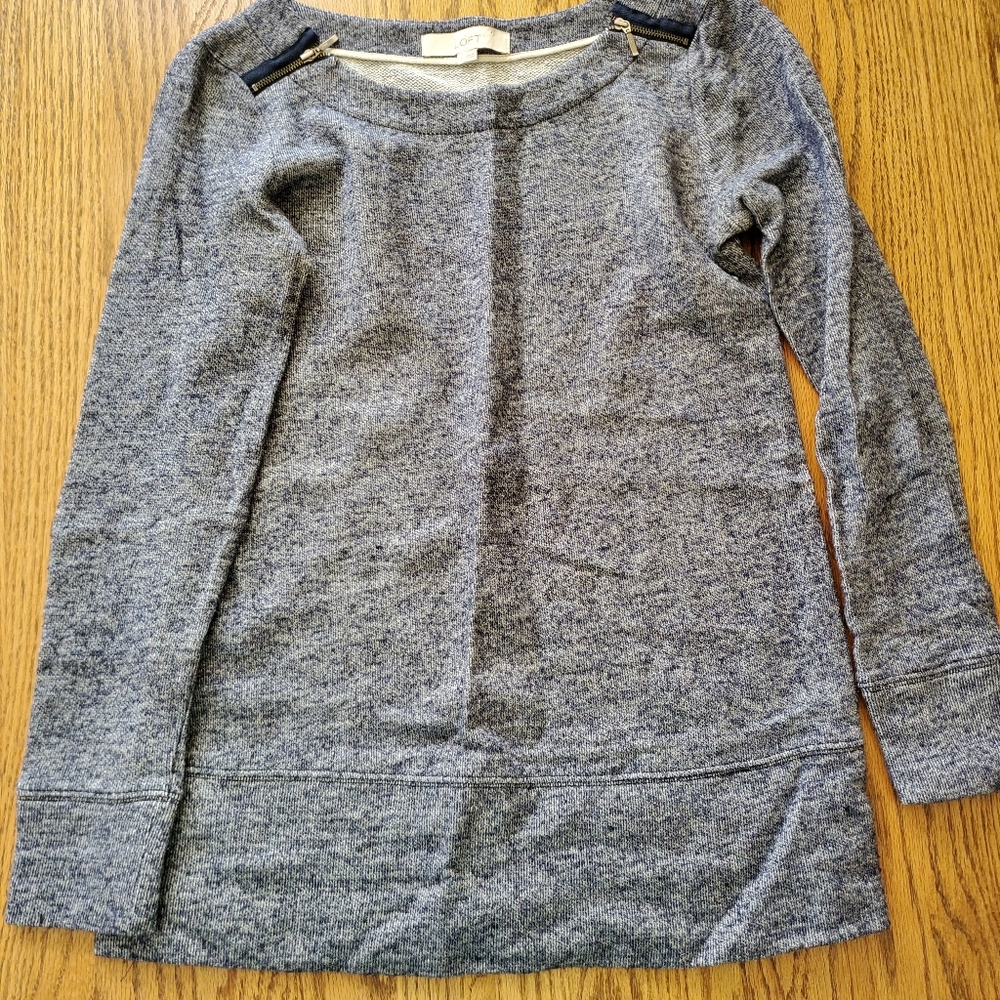 Loft small sweater with zippers on shoulders.